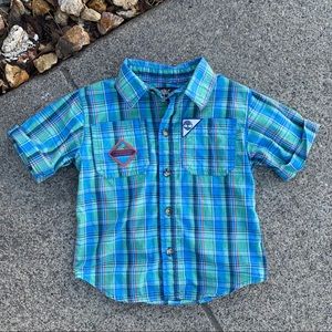 Boys Blue Plaid 100% Cotton Button Up Shirt | 24 Mo